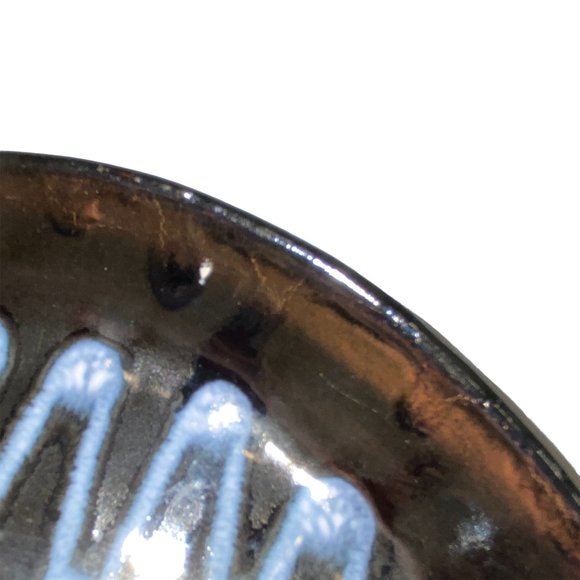 Vintage Mid-Century Modern Black Ashtray Trinket Dish ESD Japan Glazed Pottery - Picture 7 of 7